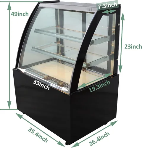 Vista 2 de TECHTONGDA Exhibición Refrigeradores Pastel Escaparate Curvo Refrigeración Display Case Gabinete de panadería comercial con luz LED blanca Piso
