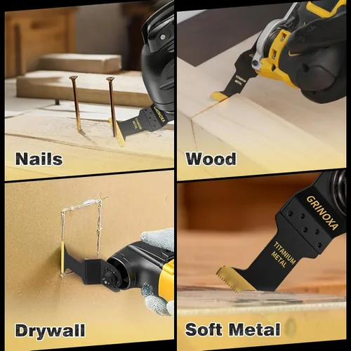 Vista 6 de 3 cuchillas oscilantes de titanio, cuchillas multiherramienta universales profesionales para uñas de metal y madera, aptas para Dewalt Milwaukee