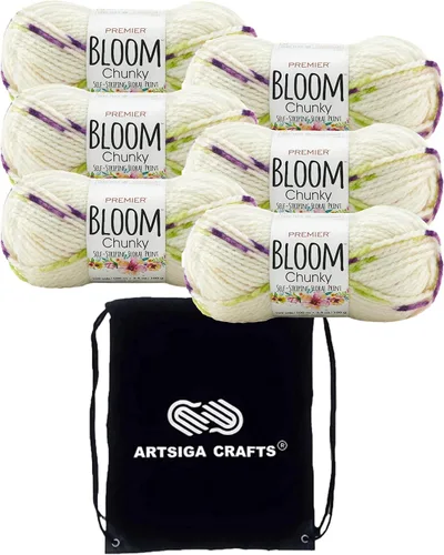 Vista 16 de Premier Yarns Bloom Chunky Hydrangea 1114-01 (6 madejas, el mismo lote de tinte) - Hilo acrílico grueso y voluminoso #5 para ganchillo y tejer