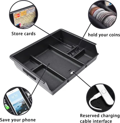 Vista 4 de EDBETOS Bandeja Organizadora de Consola Central Compatible con Accesorios Chevy Silverado/GMC Sierra 1500 2014-2018 2015-2019 Silverado/Sierra