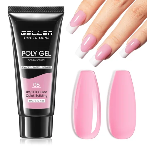 Vista 10 de GELLEN Natural Nude - Gel constructor de extensión de uñas de poligel, sin hema, TPO y TMPTA, 2.16 onzas 017 para engrosamiento de uñas de larga