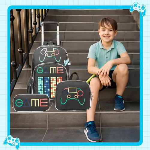 Vista 6 de Meetbelify Mochila con ruedas para niños Mochila con ruedas para niños Mochila con ruedas para estudiantes de primaria, Negro -, Mediana, Mochila