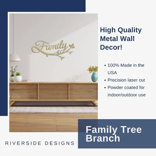 Vista 2 de Riverside Designs Family Cursive Word - Letrero de metal con letras en cursiva para decoración de pared