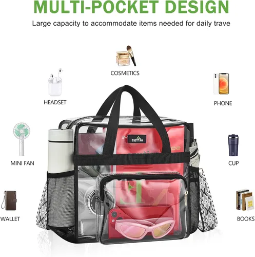 Vista 88 de MAY TREE Bolsa transparente para eventos en estadios de 12 x 6 x 12 pulgadas, bolsa de almuerzo transparente con correas reforzadas para trabajo