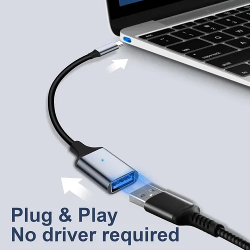 Vista 9 de Adaptador USB C a USB 3.0 [2 unidades], tipo C macho a USB hembra OTG cable Thunderbolt3 a USB adaptador compatible con iPhone 16 Pro Max/16