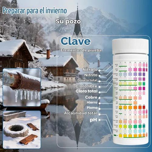 Vista 8 de TESPERT - Tiras de prueba de agua potable, 125 unidades, kit de prueba de agua de pozo de grifo para el hogar 30s Quick Screening 16 in 1 Water
