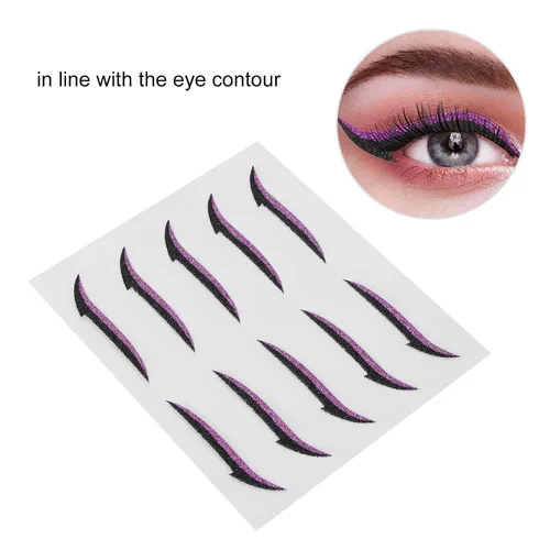 Vista 6 de Brrnoo Calcomanías reutilizables con purpurina, adhesivo para maquillaje de ojos de mujer, calcomanías autoadhesivas para bodas, fiestas de baile