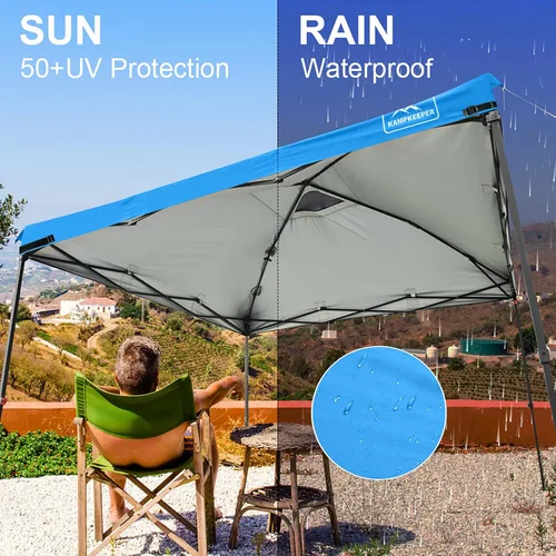 Vista 56 de KAMPKEEPER Cubierta de Repuesto Superior para Carpa Toldo Emergente con Ventilación de Aire y Correa Elástica Ajustable, Poliéster Resistente a Azul