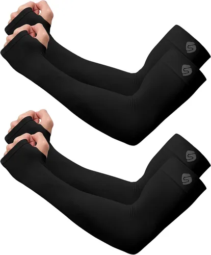 Vista 24 de Mangas para brazo, para hombres o mujeres. Para calentar o refrescar. Guantes de Compresión con factor de protección de los rayos ultravioleta UPF 1