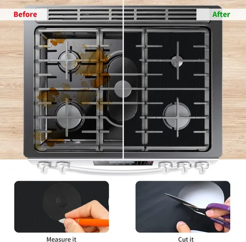 Vista 3 de 3 piezas de protector de estufa para estufa de gas, cubiertas superiores de estufa lavables y reutilizables, revestimientos de estufa resistentes al