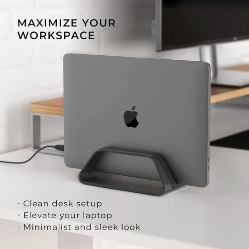 Vista 3 de HumanCentric Soporte vertical para laptop compatible con MacBook Pro y MacBook Air, soporte para escritorio de computadora personal, aluminio