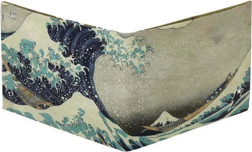 Vista 3 de SUPERVEK Cartera de papel: cartera delgada vegana, delgada, resistente al desgarro y al agua para hombre, The Great Wave, Regular