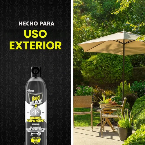 Vista 4 de Raid MAX Espray espumoso para avispas y avispones insectos, 16.5 onzas