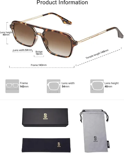 Vista 25 de SOJOS Vintage Polarized Aviator Sunglasses for Women Men 70s Retro Flat Narrow Rectangular Womens Glasses SJ2186