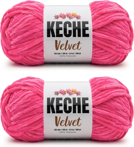 Vista 141 de Keche Hilo para ganchillo, hilo de terciopelo, chenilla suave, manta de bebé voluminosa amigurumi Yarn 3.53 oz (132 yardas) - Arona