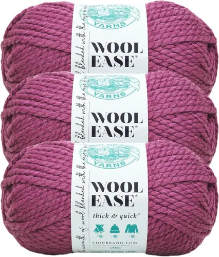 Vista 144 de Lion Brand Yarn - Ovillo de lana Wool-Ease Thick & Quick color fuerza aérea Super Bulky Wool Acrylic Blend Fiber for Soft Hats, Sweaters, Chunky