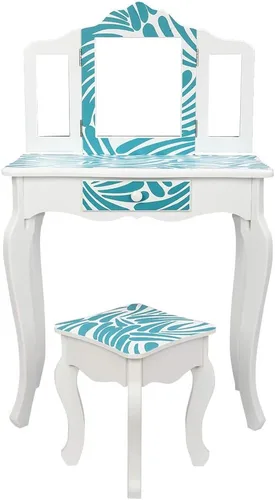 Vista 13 de Juego de tocador para niños Vasitelan, juego de mesa y silla para niñas, con espejo y taburete, mesa de maquillaje y cambiador princesa con cajón B