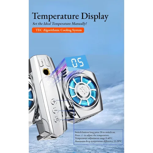 Vista 5 de Dual Core Semiconductor Cooling Fan, Low Noise Mobile Phonefor Games Live Streaming with Powerful Wind Supply