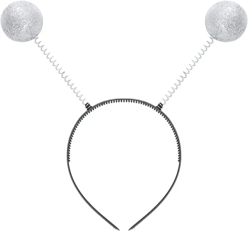 Vista 5 de IMEKIS Disfraz de extraterrestre metálico brillante para mujer, minifalda holográfica + diadema marciana, disfraz de rave para Halloween, cosplay