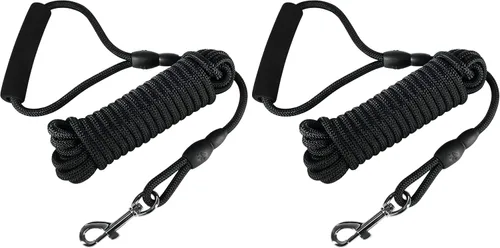 Vista 9 de Vivifying Correa larga flotante para perro, correa de entrenamiento para perros de 20 pies, cable de control con mango cómodo para exteriores, Negro