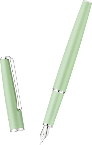 Vista 15 de Hongdian 920 - Pluma estilográfica de metal negro, chapado en oro rosa, pluma de escritura suave, pluma clásica con convertidor de tinta
