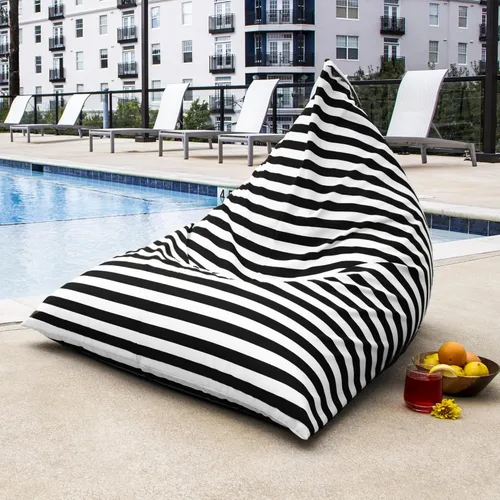 Vista 5 de Jaxx Twist - Puf para exteriores, diseño de rayas negras y blancas