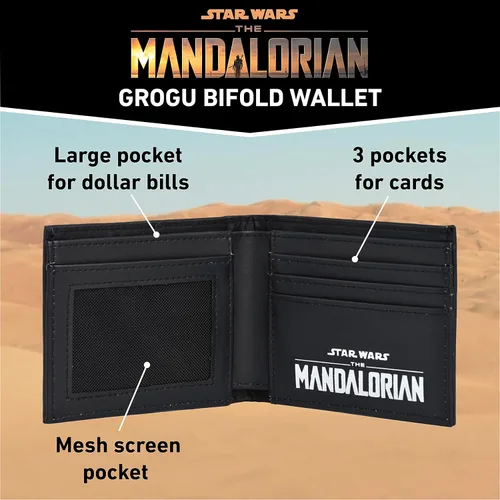 Vista 4 de Concept One Star Wars Grogu Wallet The Mandalorian The Child Slim Bifold Wallet with Decorative Tin Case