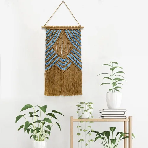 Vista 2 de BMIDRUT Tapiz colgante de macramé, atrapasueños, tapices tejidos a mano, decoración de pared para el hogar, frontón de pared