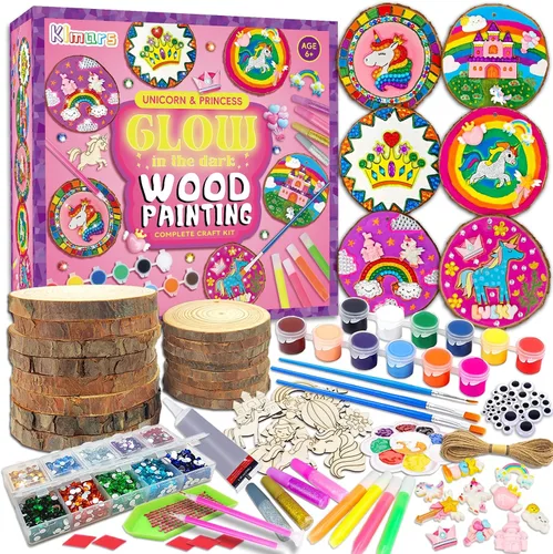 Vista 8 de klmars Kit de pintura de madera para niños, que brilla en la oscuridad, regalos para niños y niñas de 5 a 12 años, kits de actividades