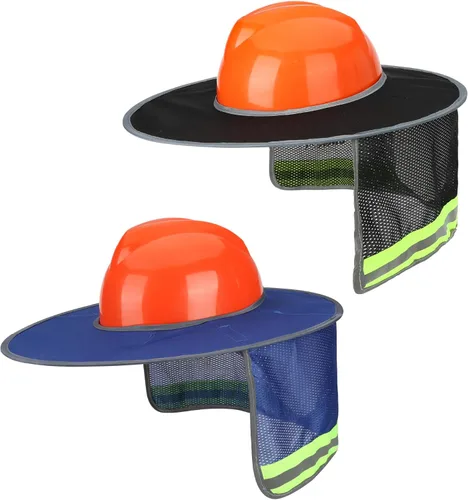 Vista 24 de Casco Industrial UNCO con Protector Solar, Verde, Visera Completa y Estándar de Malla, Alta Visibilidad Reflectante, Accesorio para Casco Duro
