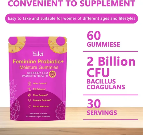 Vista 4 de Gomitas de gatito resbaladizo sus jugosas gomitas de probióticos femeninos Apoya el equilibrio del pH y la salud digestiva, olmo resbaladizo
