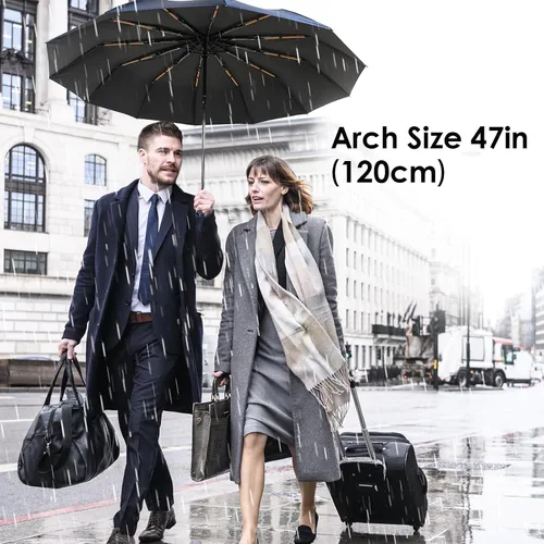 Vista 5 de travel inspira Reverse Umbrella Automatic OpenClose, Inverted Folding Umbrella with Reflective Stripes UPF 50+ 99% UV Protection Compact Heavy-Duty