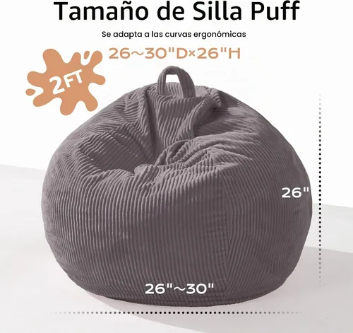 Vista 2 de Homguava Puf de 2 pies, puf de lágrima con asa Gris