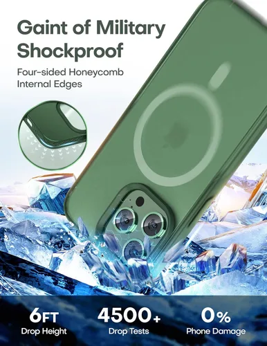 Vista 3 de TAURI - 5 en 1. Funda magnética para iPhone 13 Pro Max, protección contra caídas de grado militar con 2 protectores de pantalla templados y 2