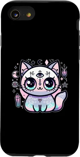 Vista 13 de iPhone 15 Kawaii Pastel Cat Ouija Creepy Occult Aesthetic Case