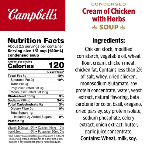 Vista 2 de Campbell's Sopa Condensada Crema de Pollo con Hierbas, Lata de 10.5 oz (Paquete de 12)
