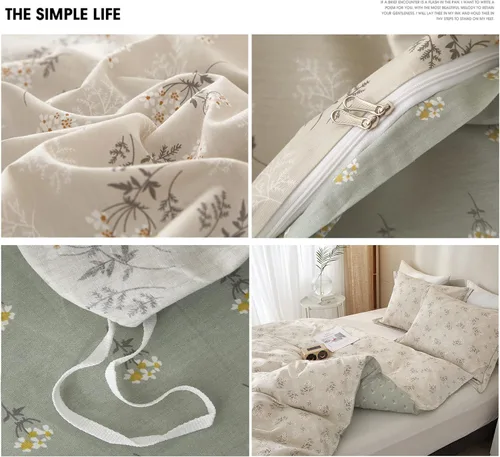 Vista 6 de HighBuy Juego de funda de edredón floral bohemio tamaño queen, juego de ropa de cama estética de algodón, 1 funda de edredón Queen + 2 fundas
