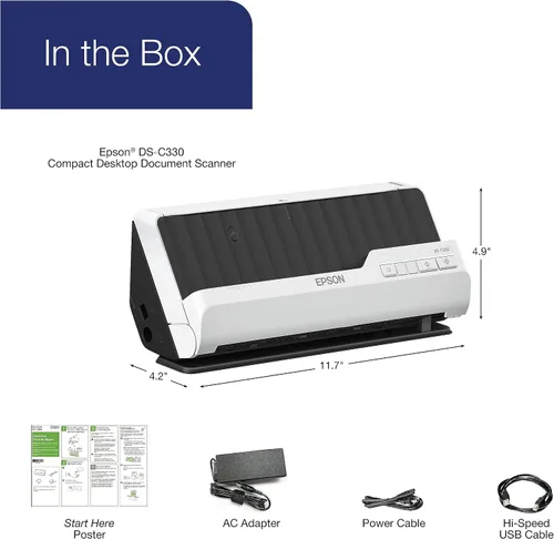 Vista 7 de Epson Escáner de documentos de escritorio compacto dúplex DS-C330 con alimentador automático de documentos (ADF)