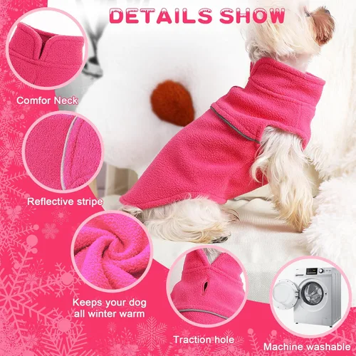 Vista 5 de Ropa de perro para perros pequeños, suéteres para perros pequeños, gatos, chaleco de forro polar, chaqueta cálida de forro polar para perro, ropa