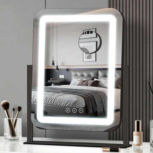 Vista 15 de Espejo de tocador de 12 x 13.9 pulgadas con luces, espejo de maquillaje LED Negro