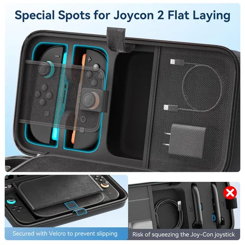 Vista 2 de Carrying Case Compatible with Nintendo Switch 2 & Original & OLED Version, Custom Spot for Joy-con & AC Adapter, Portable Travel Nintendo Switch 2