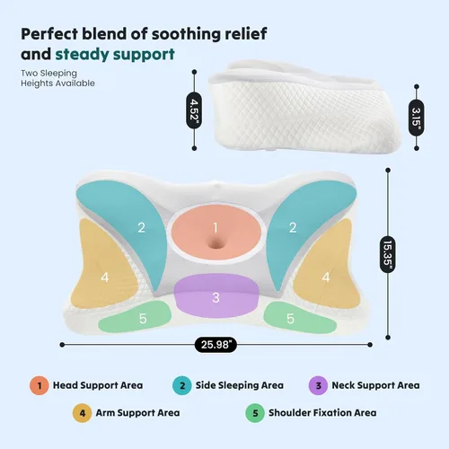 Vista 8 de Almohada cervical para el cuello, almohada de contorno de espuma