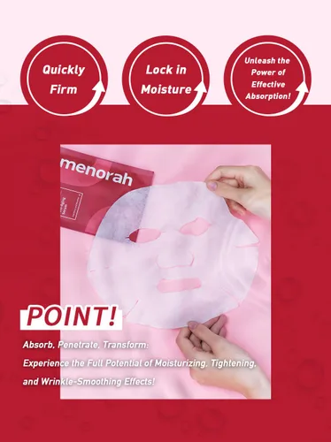 Vista 7 de menorah Máscara de rescate para el cuidado de la piel, juego de 7 hojas con bayas de Goji y rosa mosqueta, esencia facial hidratante y nutritiva