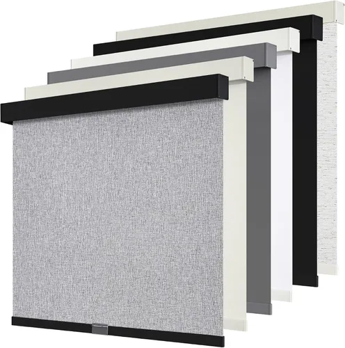 Vista 14 de SUNOFF Persianas Enrollables Opacas Inalámbricas para Ventanas de Parada Libre, Bajar Oscurecimiento de Habitación con Cenefa, Persianas de Tela