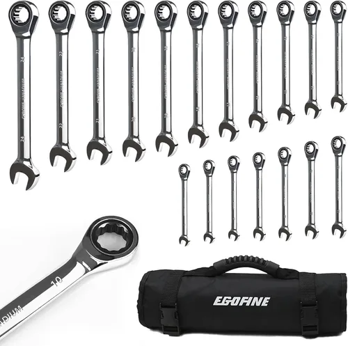 Vista 25 de Egofine Llave combinada de trinquete de 1 pulgada SAE, llave de engranajes de grado industrial con diseño de 12 puntos, trinquete de 72 dientes