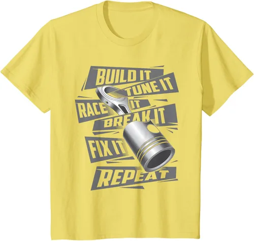 Vista 49 de Build It Tune It Race It Break It - Camiseta para entusiastas de los coches de carreras, talla S Negro
