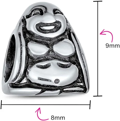 Vista 6 de Personalize - Cuentas de plata de ley 925 para mujer, diseño de Buda riendo asiático, se adapta a pulseras europeas, Metal