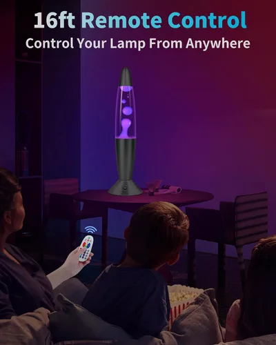 Vista 5 de Elomavapa - Lámparas de movimiento líquido color negro, 17 colores cambiantes con control remoto, luz nocturna LED de 13.5 pulgadas para niños