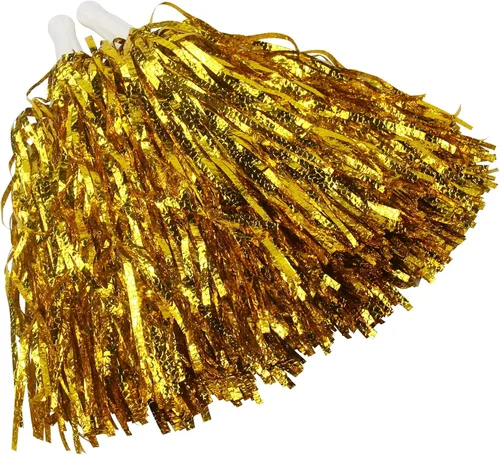 Vista 19 de Hooshing 12/24 unidades de pompones para porristas, pompones esponjosos metálicos brillantes para equipo de equipo deportivo, espíritu de fiesta