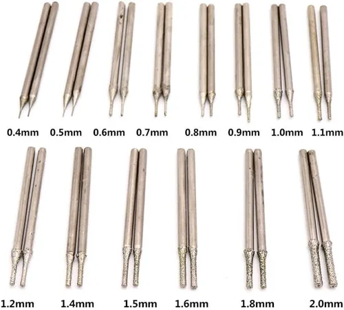 Vista 2 de 0.093 in Shank Diamond Grinding Head Burr Aguja Punto Grabado Grabado Pulido Vidrio Jade Piedra Brocas Herramientas Rotativas, Dia 0.5MM 10PCS